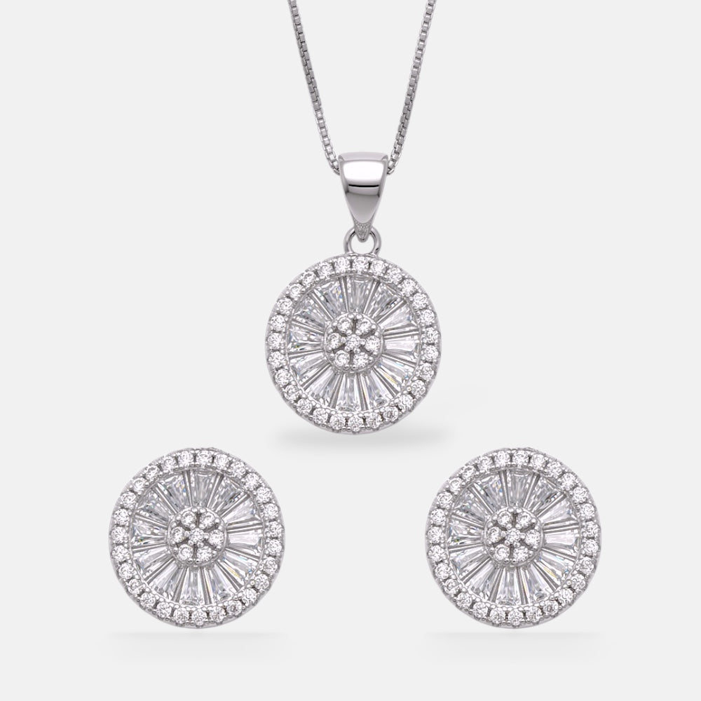 Round & Baguette Zirconia Jewellery Set