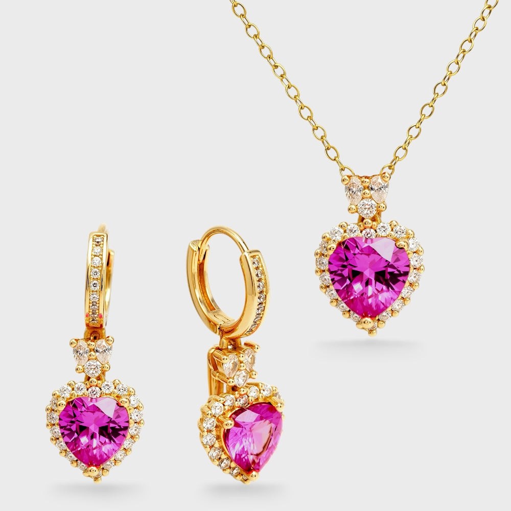 Ruby Heart Jewellery Set