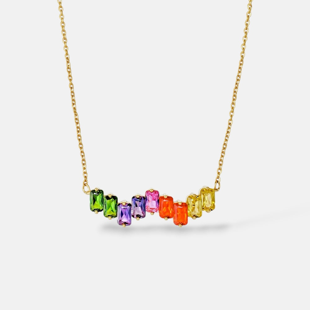 Multicolour Zirconia Smile Pendant Necklace