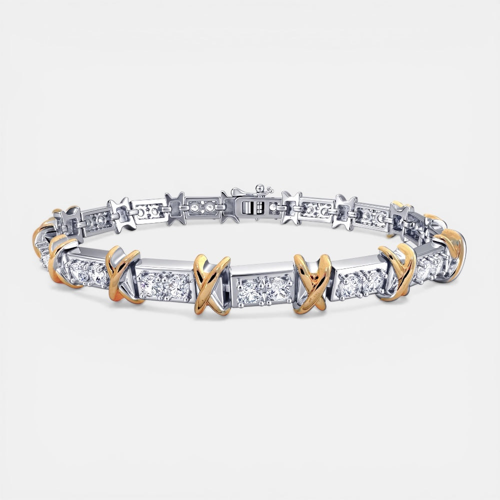 Zirconia Bracelet with Gold X Detail