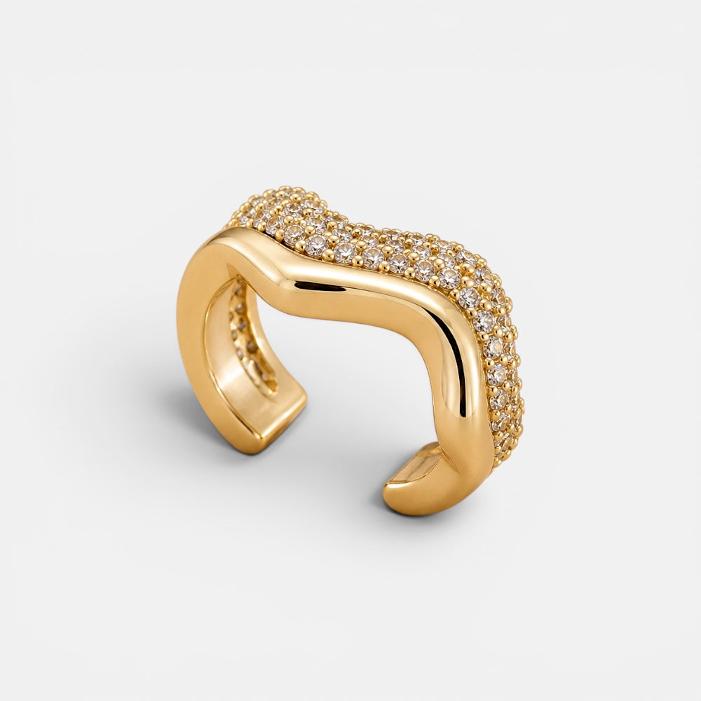 Gold plated no-piercing cubic zirconia ear cuff