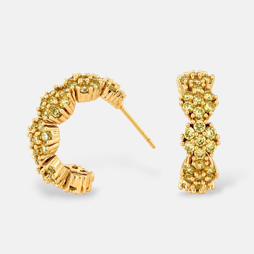 Citrine Flower Hoop Earrings