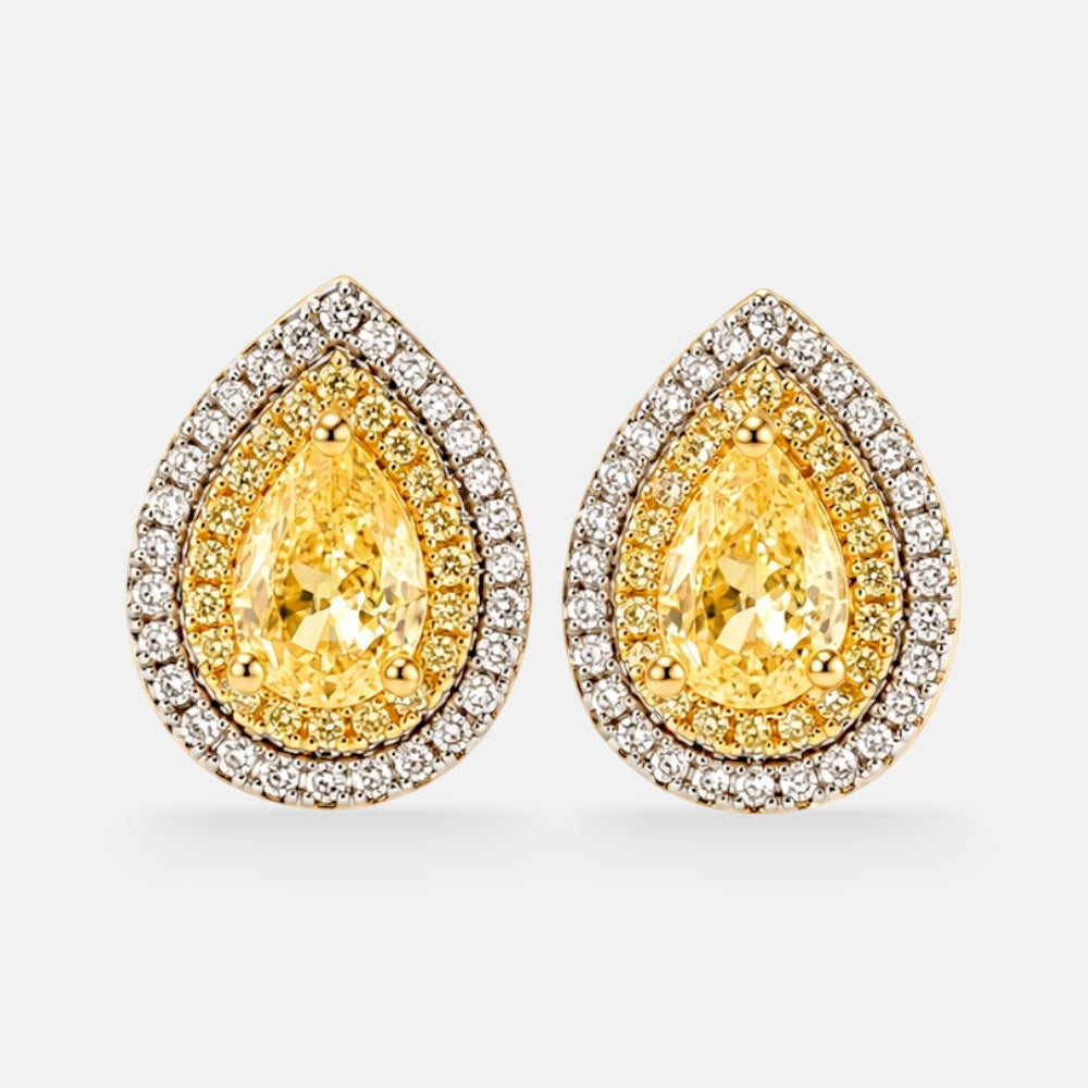Citrine Teardrop Crystal Earrings