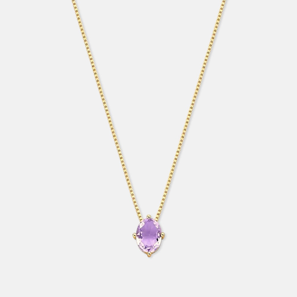 February Birthstone Amethyst Crystal Necklace