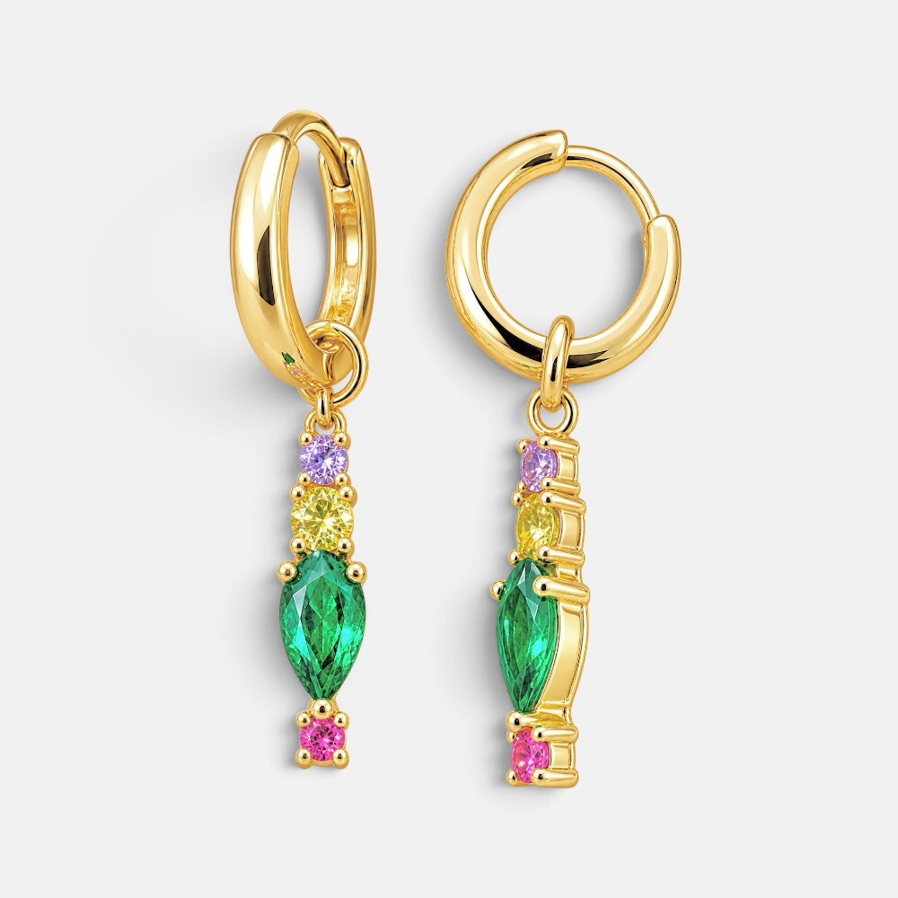 Gold Rainbow Crystal Drop Earrings