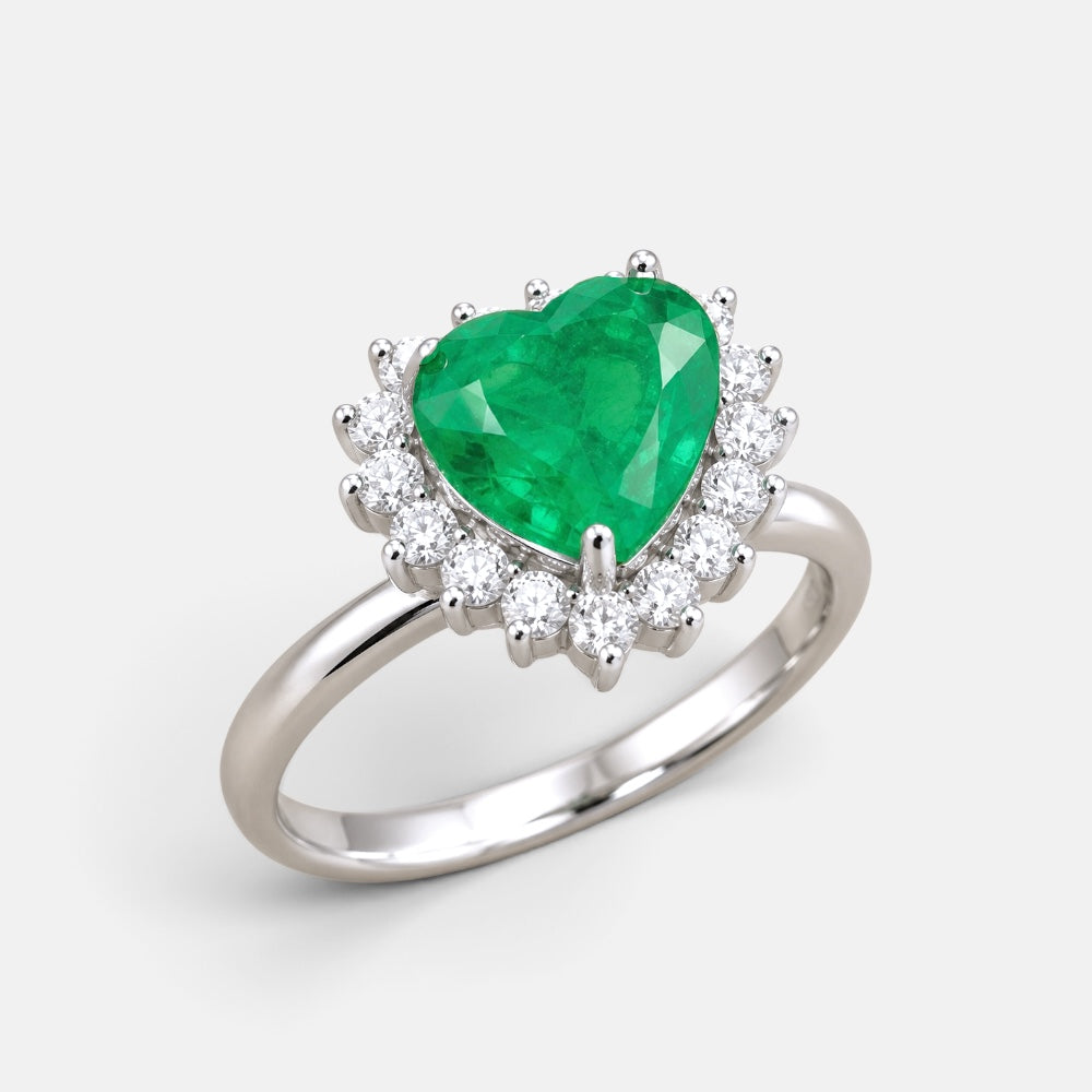 Green Heart Sterling Silver Ring