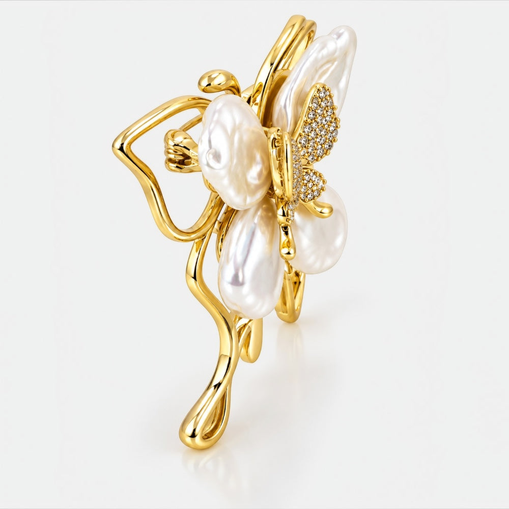 Butterfly Brooch with Mother of Pearl