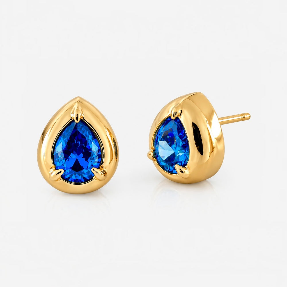 Gold September Birthstone Teardrop Earrings
