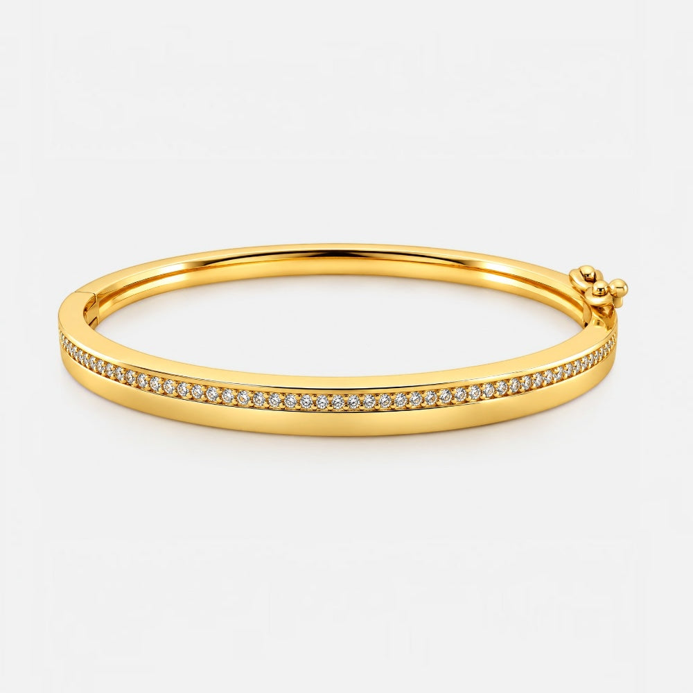 Gold Cubic Zirconia Line Bangle