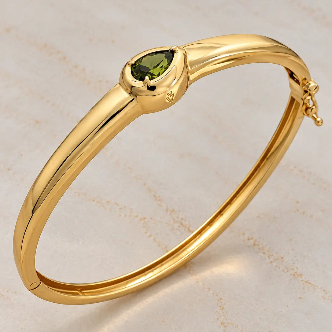 Gold August Birthstone Bangle