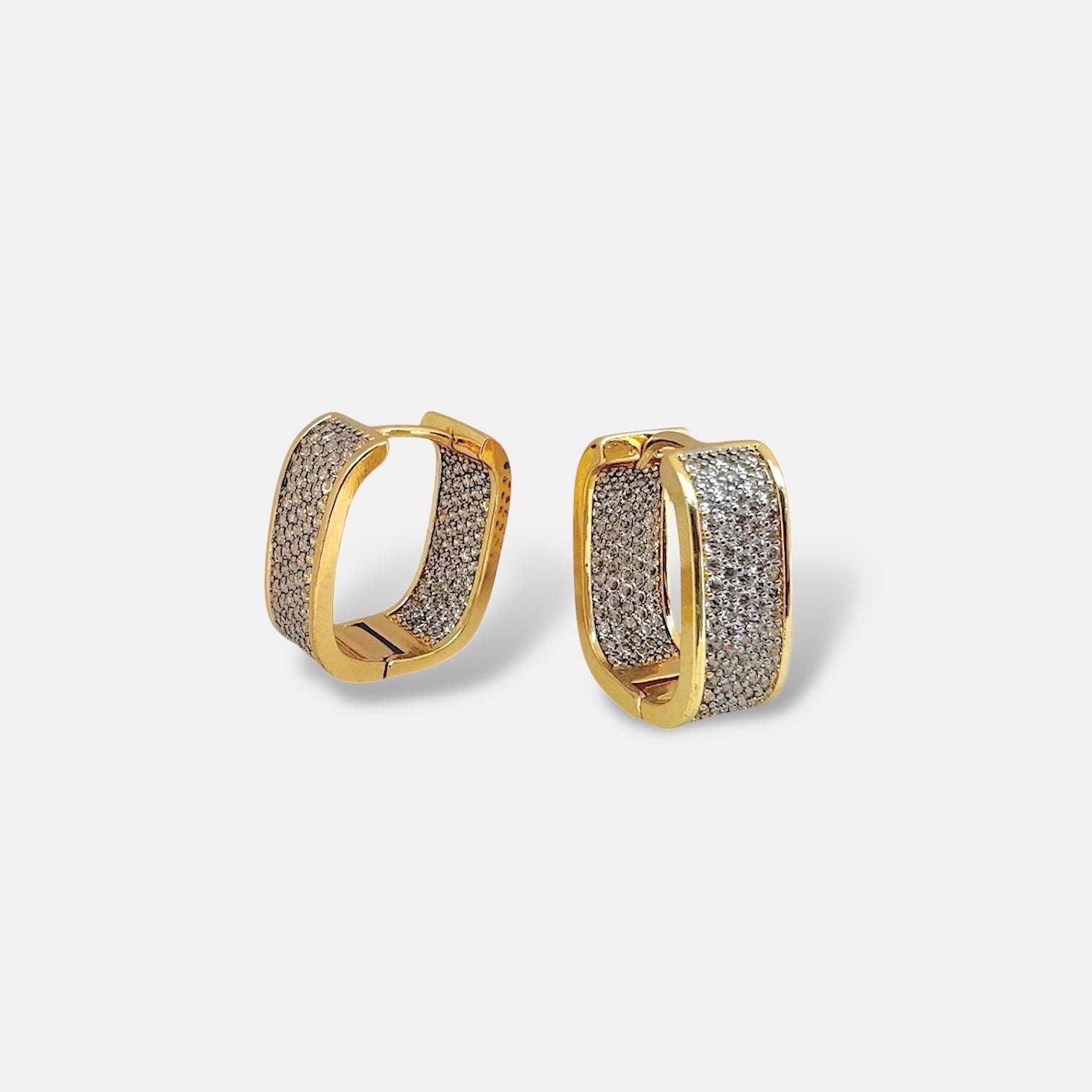 Rectangle zirconia huggie earrings