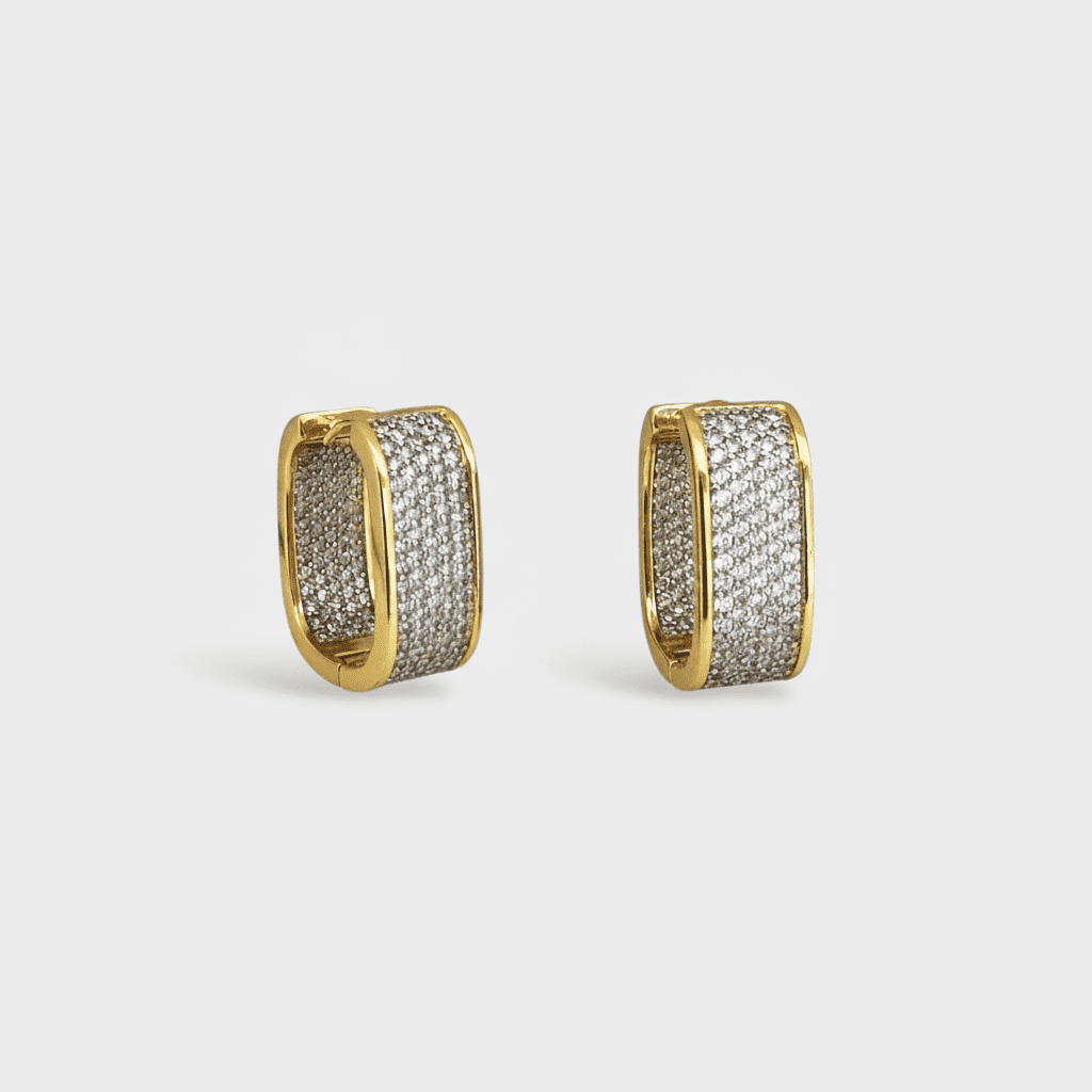 Rectangle zirconia huggie earrings
