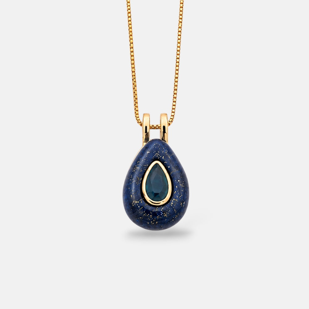September birthstone necklace with natural sapphire stone and gold plated finish