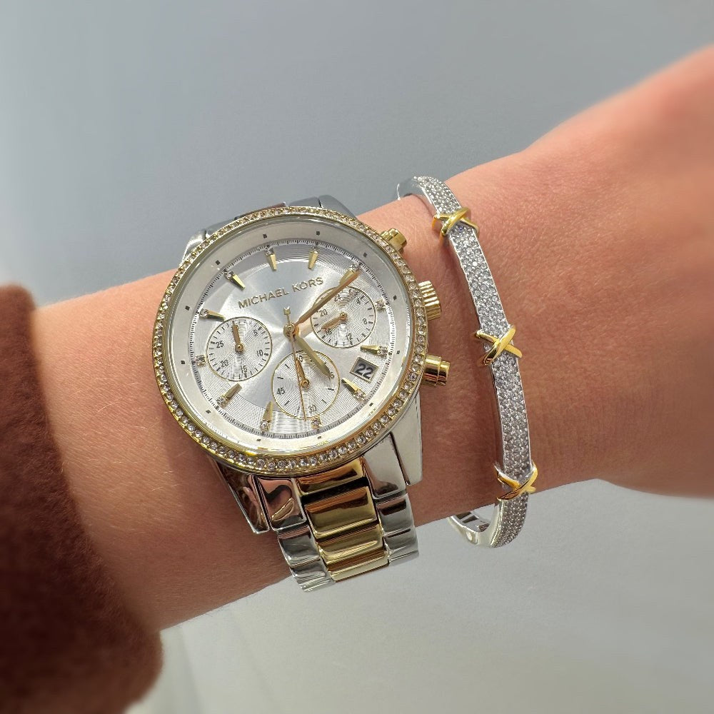 Sterling silver X bangle