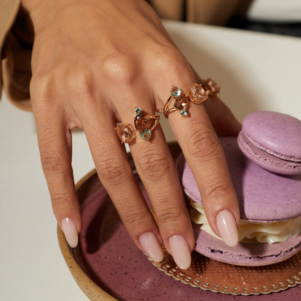 Multi Stone Crystal Round Ring