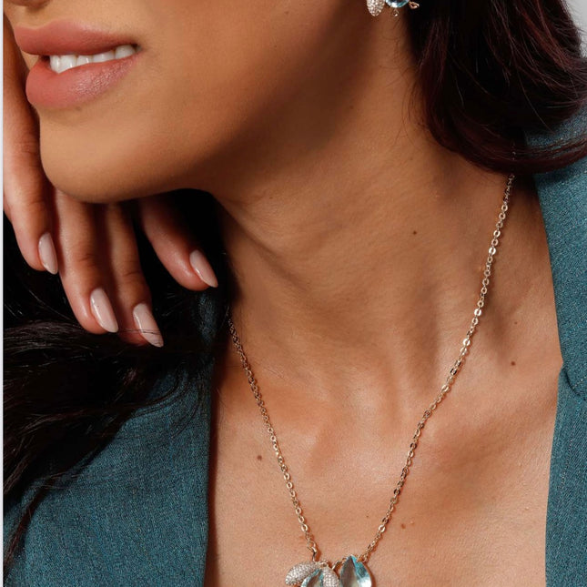 Crystal blue London bee set