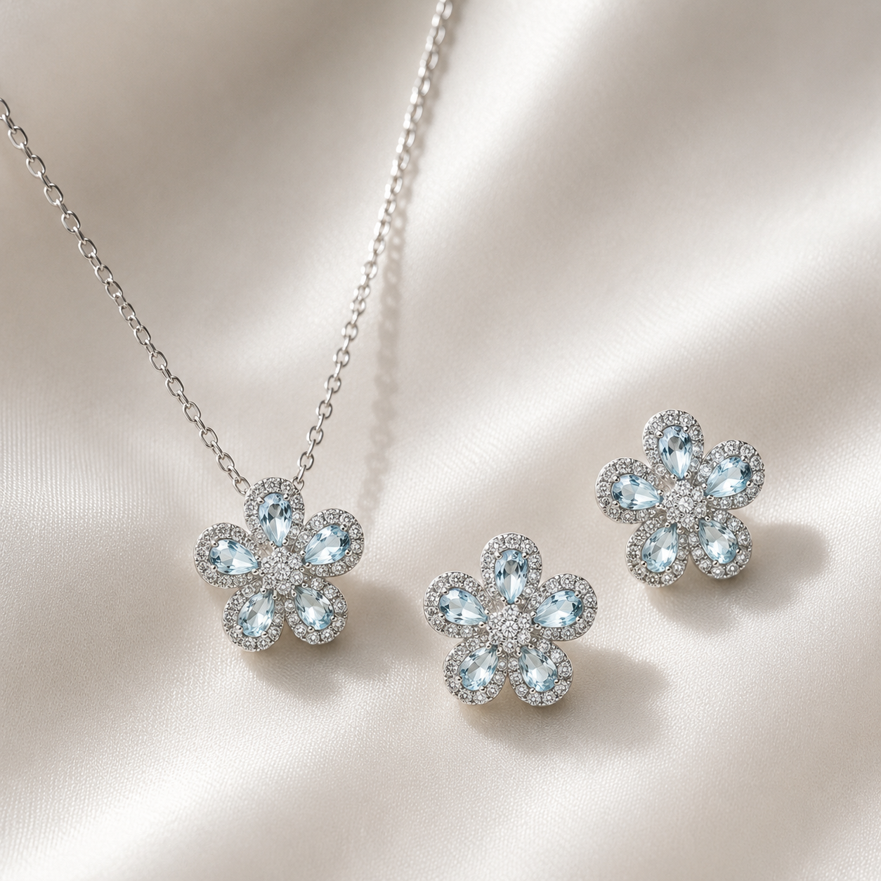 Aquamarine Crystal Jewellery Set [Villa Valentina]