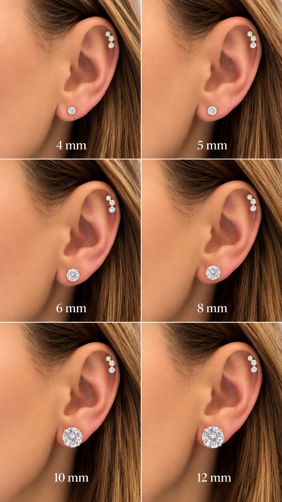 4mm Cubic Zirconia Stud Earrings