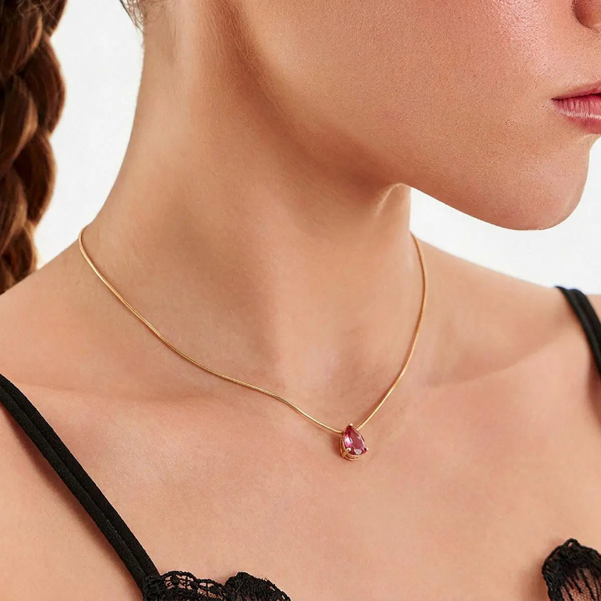 July Birthstone Ruby Crystal Necklace