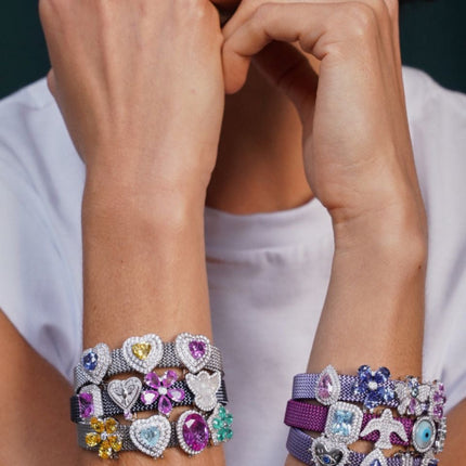 Drop fusion tourmaline and zirconia charm