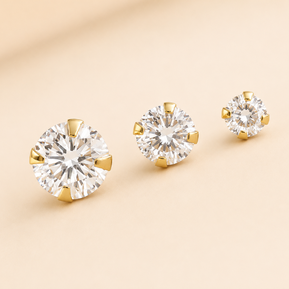 Large Solitaire Zirconia Stud Earrings [Villa Valentina]