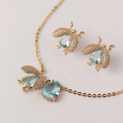 Crystal blue London bee set