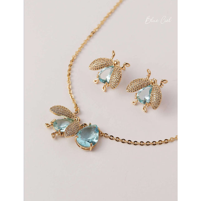 Crystal blue London bee set