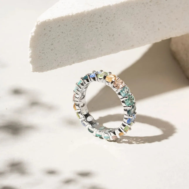Colourful crystal ring