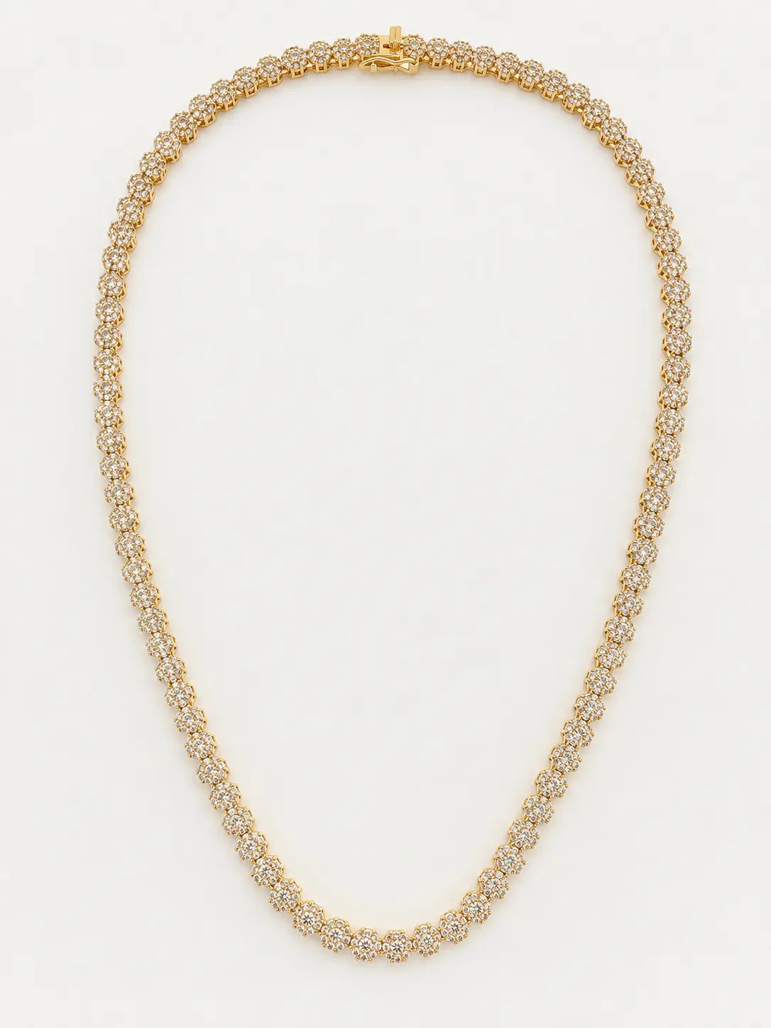 Gold plated chain necklace with cubic zirconia details