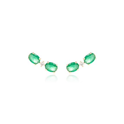 Ear cuff emerald zirconia earrings