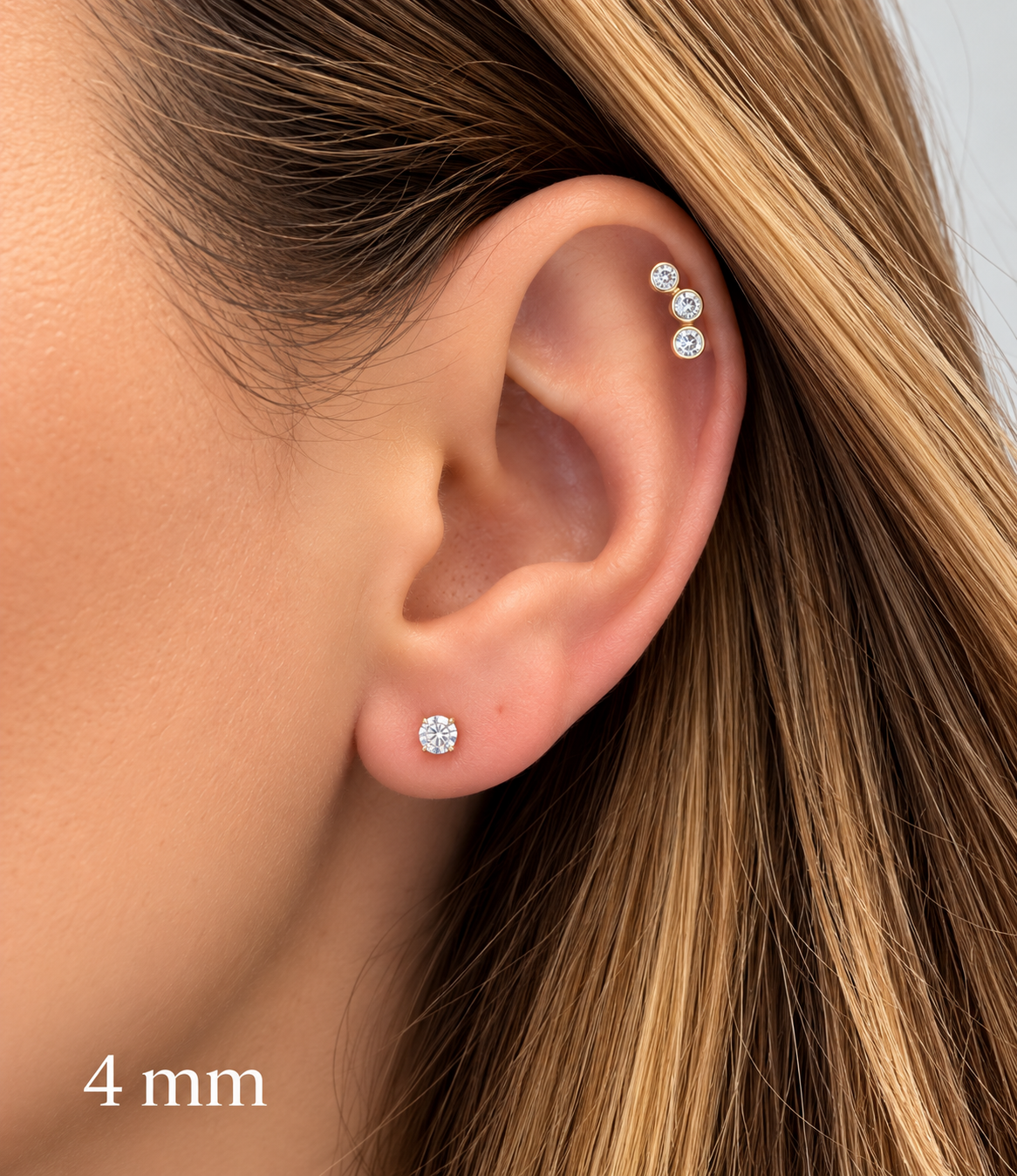 4mm Cubic Zirconia Stud Earrings