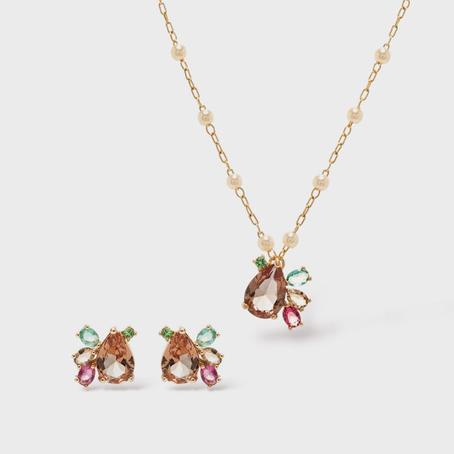 Colourful crystal and baroque pearls set