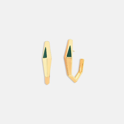 Half hoop thin emerald earrings