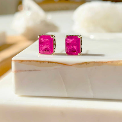 Square pink crystal  earrings