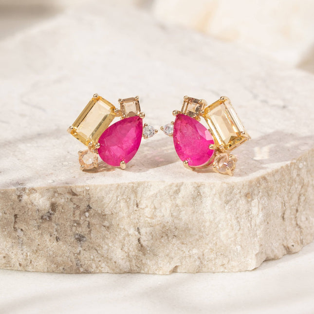 Colourful crystal earrings