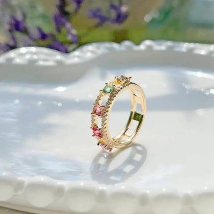 Colourful crystal  ring
