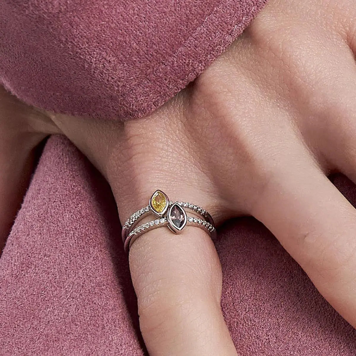 Marquise Crystal Halo Ring