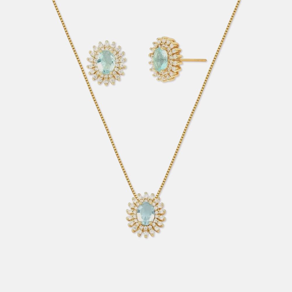 Aquamarine Cubic Zirconia Jewellery Set