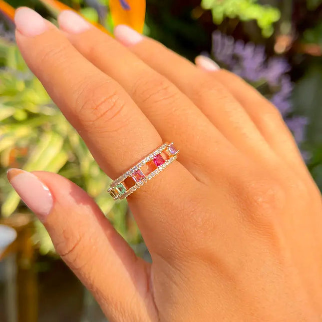 Colourful crystal  ring