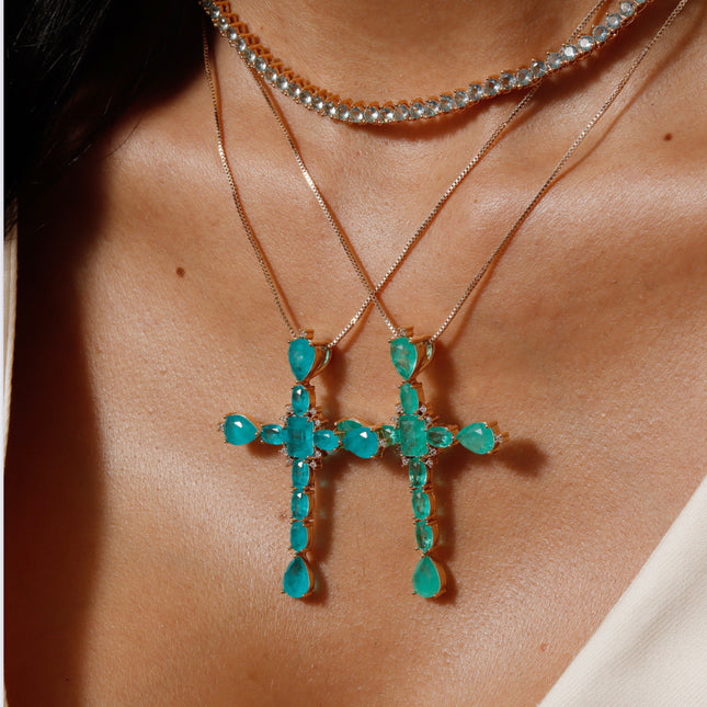 Crystal Colors cross necklace