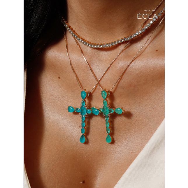 Crystal Colors cross necklace