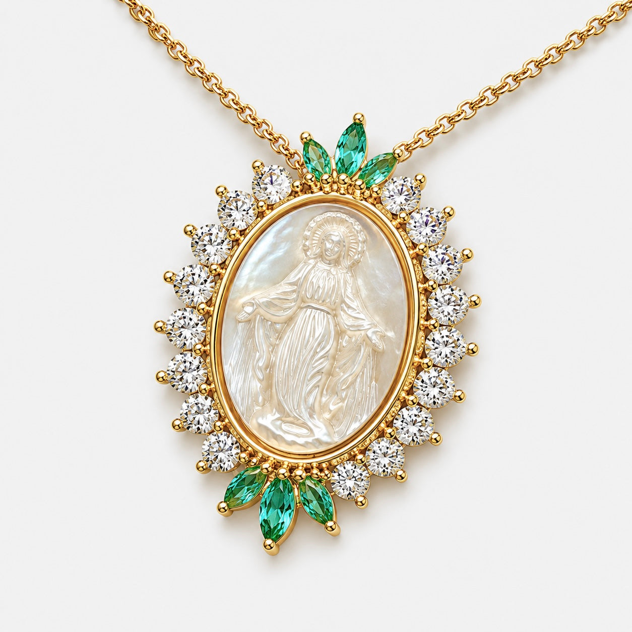 Our Lady Medal Necklace – Mother of Pearl [Villa Valentina]