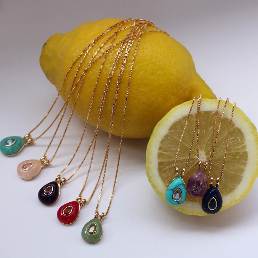 September birthstone necklace with natural sapphire stone and gold plated finish