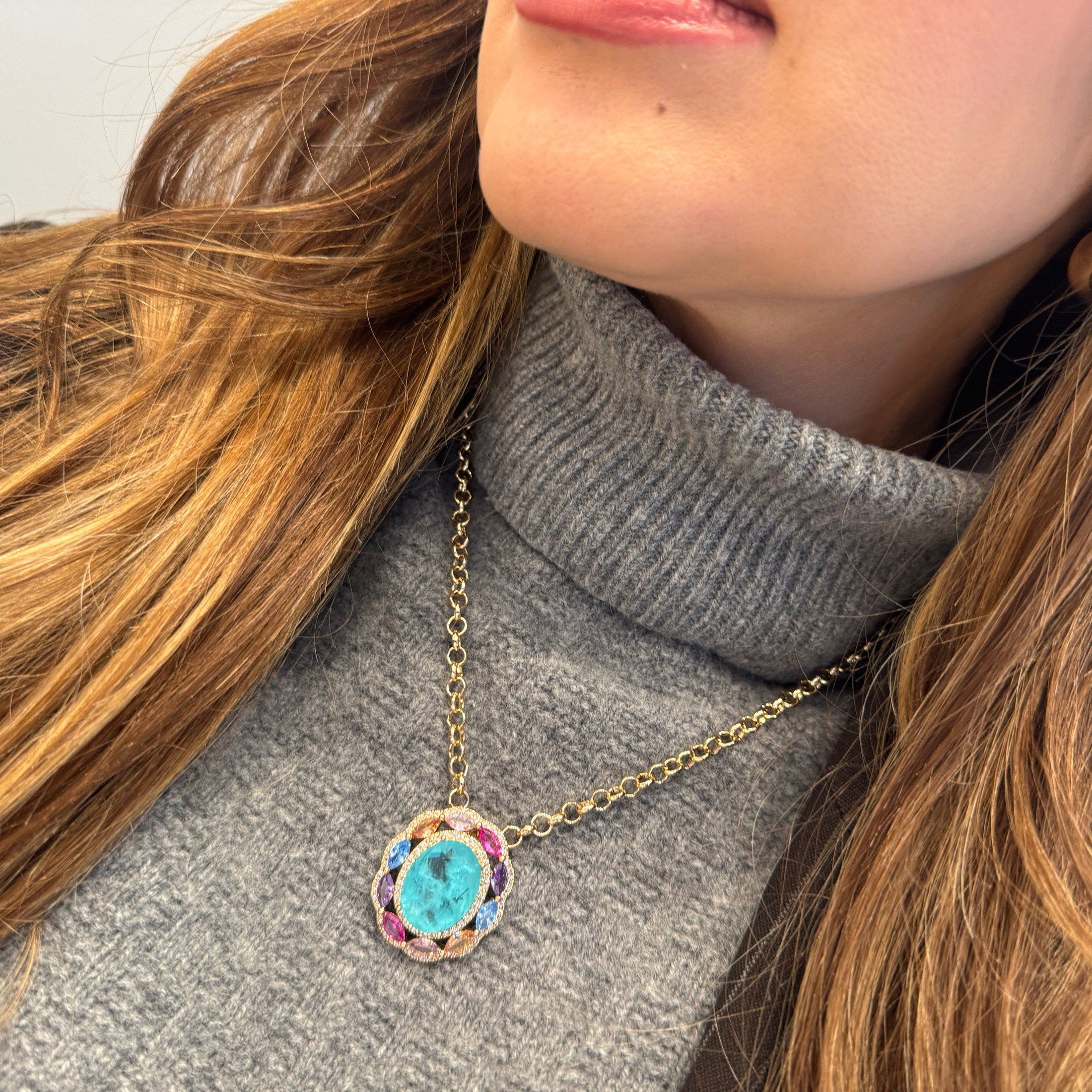 Colourful Stone Necklace Gold Plated