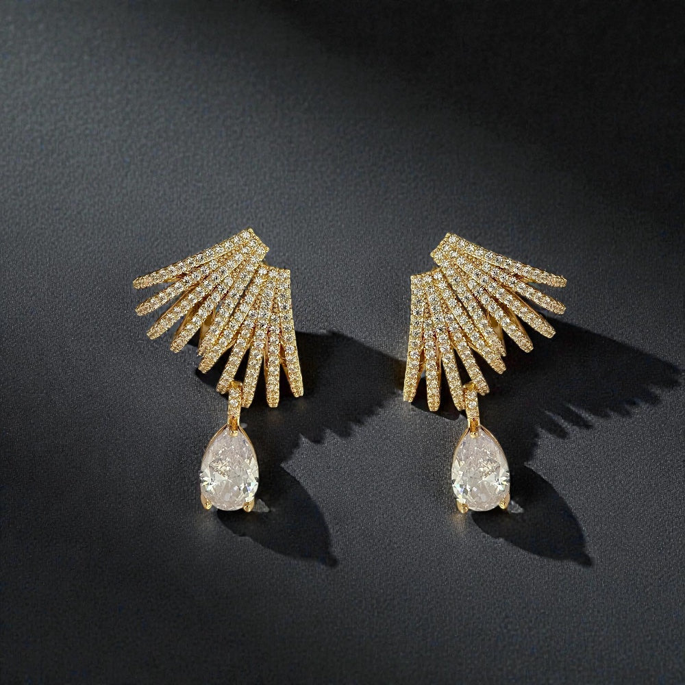 Cubic Zirconia Ear Cuff Earrings