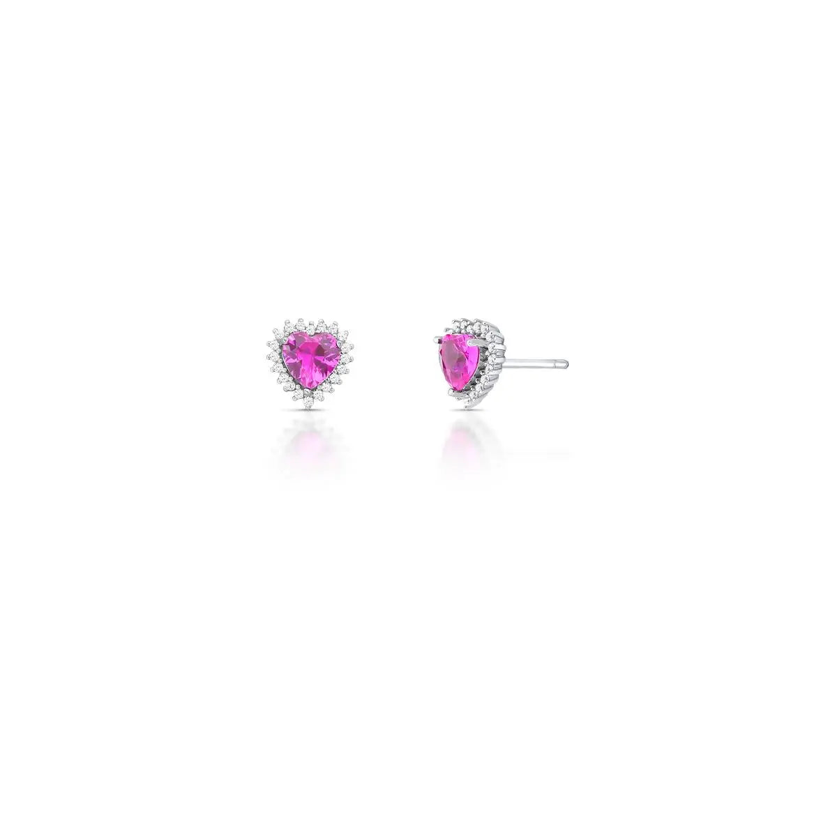 Cubic Zirconia Heart Stud Earrings