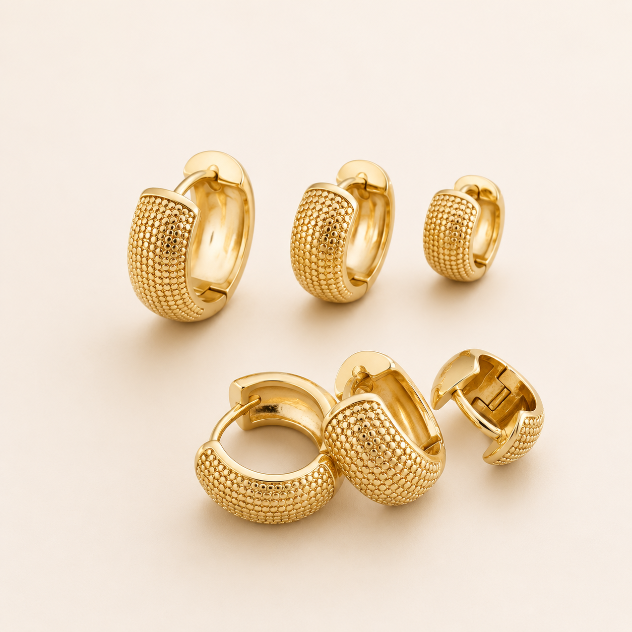 Large Textured Gold Hoop Earrings [Villa Valentina]