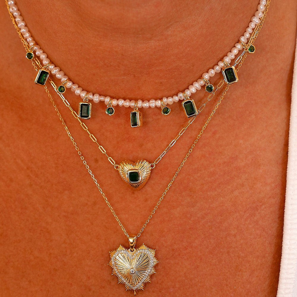 Minimalist Emerald Heart Necklace