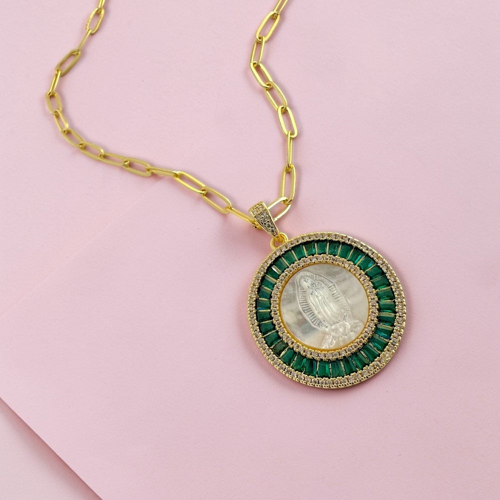 Delicate Our Lady Necklace Featuring Mother of Pearl