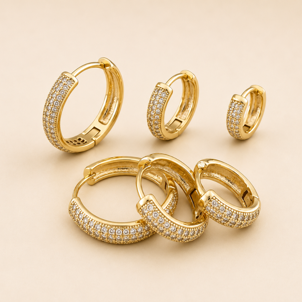 Large Zirconia Hoop Earrings [Villa Valentina]
